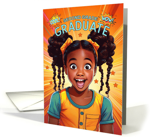 Second Grade Graduate African American Girl Pop Art Style card