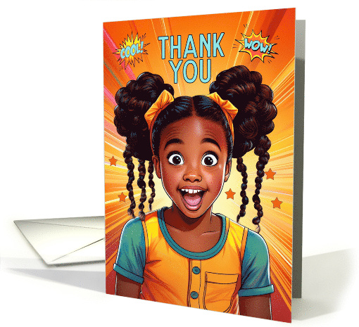 Thank You Happy African American Girl in Pop Art Style card (1892390)