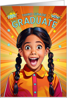 3rd Grade Graduate Latin American Girl in Pigtails Pop Art Style card