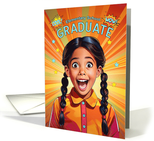 Elementary School Graduate Latin American Girl Pop Art Style card