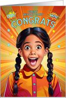 Report Card Congratulations Latin American Girl Pop Art Style card