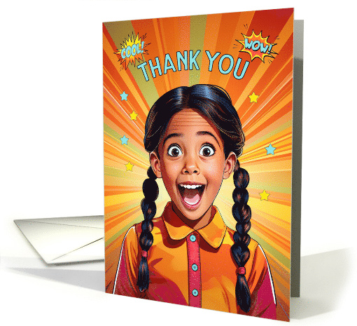 Thank You Latin American Girl in Pigtails Pop Art Style card (1892828)
