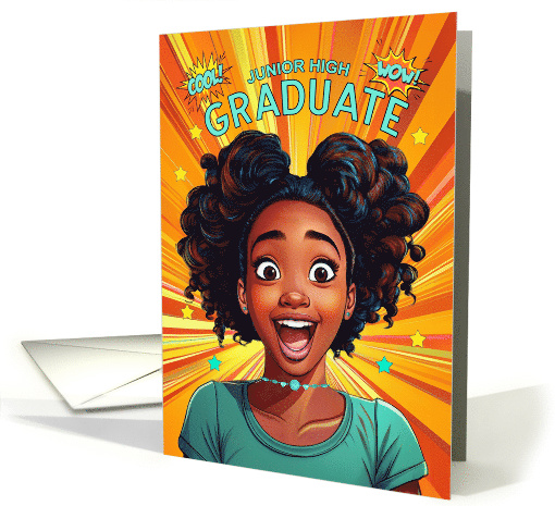 Junior High Graduate African American Teen Girl Pop Art Style card