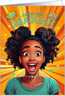 Junior High Graduate African American Teen Girl Pop Art Style card
