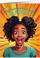 Middle School Graduate African American Teen Girl Pop Art Style card