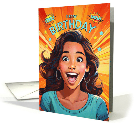 Birthday Latin American Teenage Girl Happy Pop Art Style card