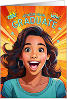 Junior High Graduate Latin American Teenage Girl Pop Art Style card