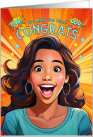 Made the Team Congratulations Latin American Teen Girl Pop Art Style card