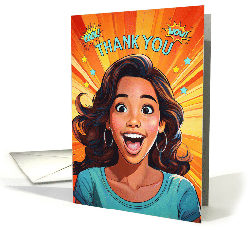 Thank You Latin American Happy Teen Girl Pop Art Style card (1893396)