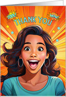 Thank You Latin American Happy Teen Girl Pop Art Style card