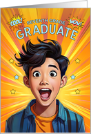 7th Grade Graduate Asian American Teenage Boy Pop Art Style card