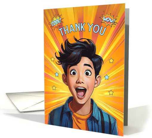 Thank You Asian American Happy Teenage Boy Pop Art Style card