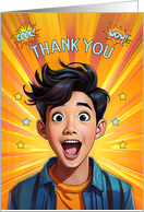 Thank You Asian American Happy Teenage Boy Pop Art Style card