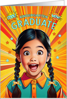 Kindergarten Graduate Asian American Girl Pop Art Style card