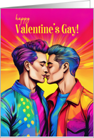Valentine’s Gay Male Couple Rainbow Pop Art Theme card
