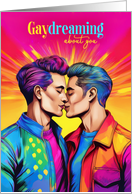 Gaydreaming Male Couple Rainbow Pop Art Theme Love Romance card