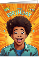 Birthday African American Teenage Boy Happy Pop Art Style card