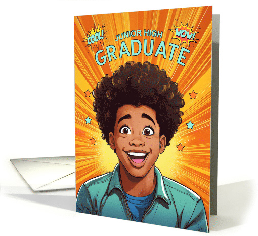 Junior High Graduate African American Teenage Boy Pop Art Style card