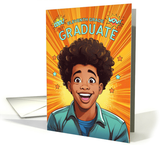 11th Grade Graduate African American Teenage Boy Pop Art Style card