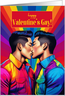 Valentine’s Gay Male Asian American Couple Rainbow Pop Art card