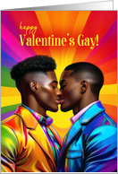 Valentine’s Gay Male African American Couple Rainbow Pop Art card