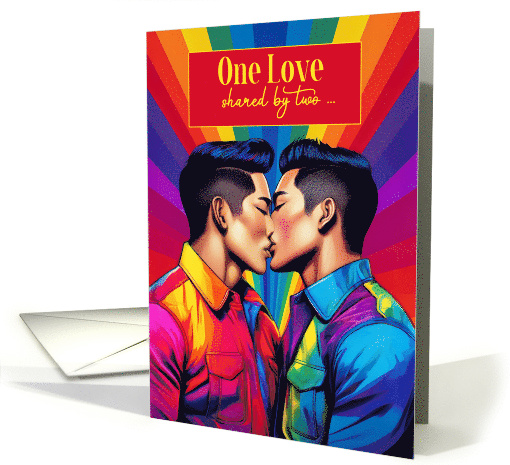 Partner Anniversary Asian American Gay Couple Rainbow Pop Art card