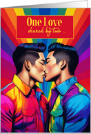 Gay Anniversary Asian American Couple Rainbow Pop Art card