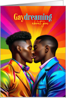 Gaydreaming African American Couple Rainbow Pop Art card