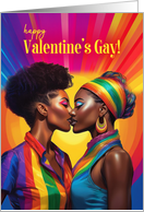 Valentine’s Gay African American Lesbian Couple Rainbow Pop Art card