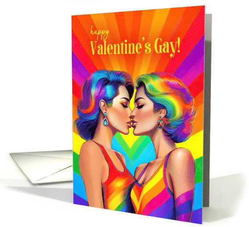 Valentine's Gay Lesbian Couple Rainbow Pop Art card (1896046)