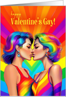 Valentine’s Gay Lesbian Couple Rainbow Pop Art card