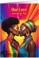 Gay Anniversary Asian American Lesbian Couple Rainbow Pop Art card