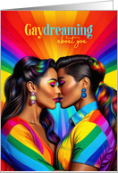 Gaydreaming Latin American Lesbian Couple Rainbow Pop Art card