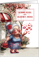 for Grandchildren Blowing Kisses Valentine’s Wishes card
