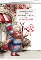 for Granddaughter Blowing Kisses Valentine’s Wishes card