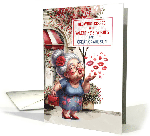 for Great Grandson Blowing Kisses Valentine's Wishes card (1896878)