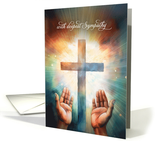 Sympathy Prayer Open Hands to God with Cross card (1897240)