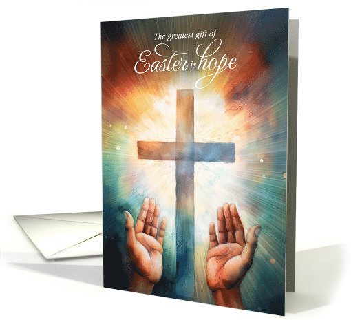 Easter is Hope Open Hands to God with Cross card (1897246)