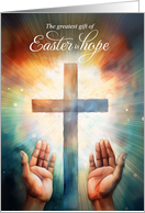Easter is Hope Open Hands to God with Cross card