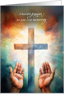Get Well Prayer Christian Open Hands to God with Cross card