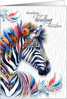 Get Well Boho Style Zebra with Feathers Blank card