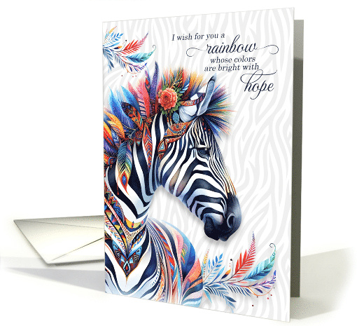 Encouragement Boho Style Zebra with Feathers Blank card (1897392)