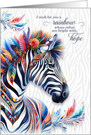 Encouragement Boho Style Zebra with Feathers Blank card