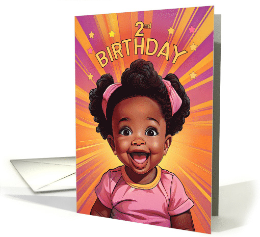 2nd Birthday African American Baby Girl Comic Book Pop Art Style card