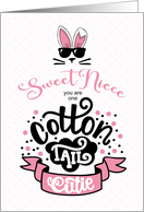 for Niece Easter Cotton Tail Cutie Typography Pink and Black card