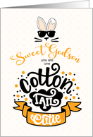 Godson Easter Cotton Tail Cutie Typography Orange and Black card