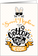 for Nephew Easter Cotton Tail Cutie Orange and Black card