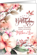Mother in Law Birthday Botanical with Peach Magnolias and Birds card