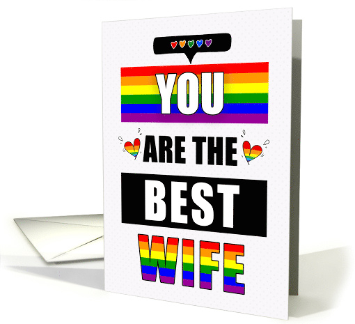 Wife Gay and Lesbian Anniversary Typography with LGBTQ Rainbow card