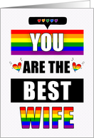 Wife Gay and Lesbian Anniversary Typography with LGBTQ Rainbow card